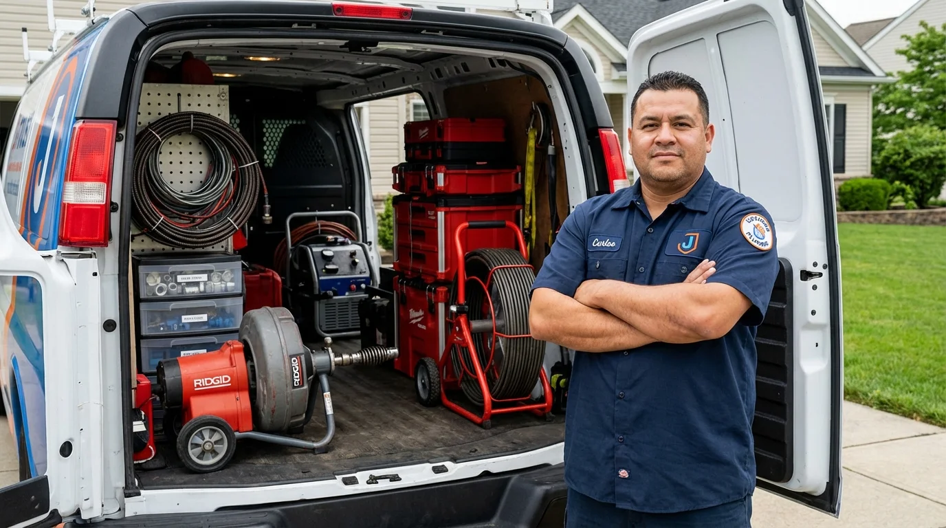 Professional drain cleaning equipment and Johns Plumbing LLC plumber in Shell Rock