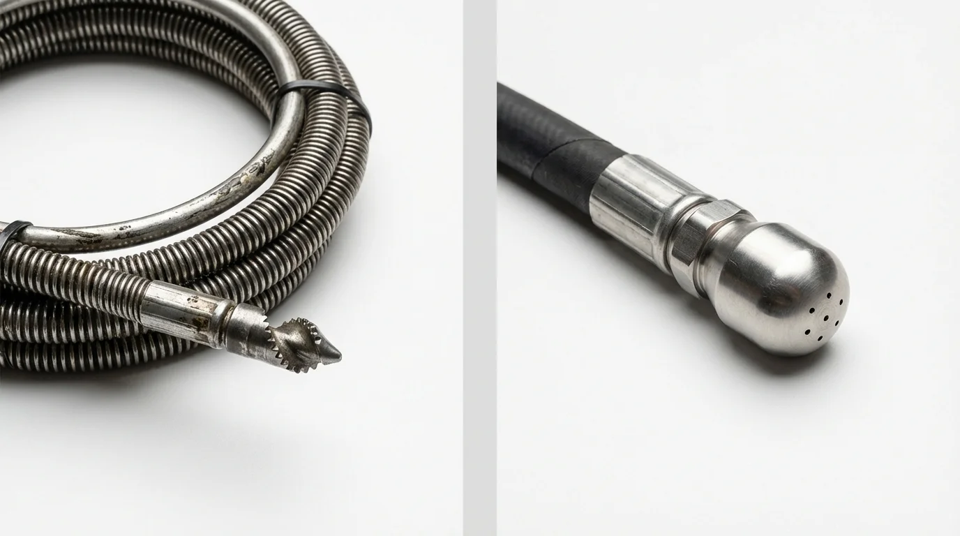 Drain snake cable and hydro jetting nozzle used for drain cleaning in Shell Rock, IA