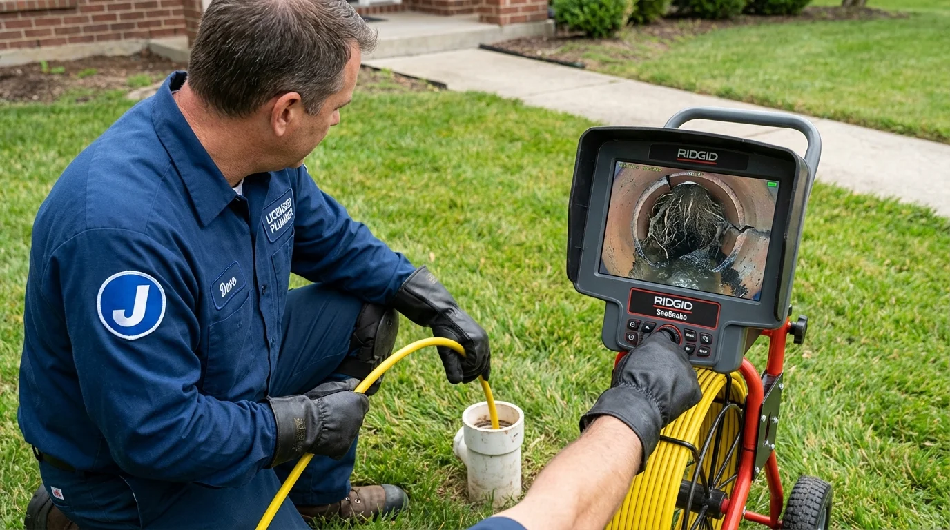 Sewer camera inspection being performed by Johns Plumbing LLC in Shell Rock